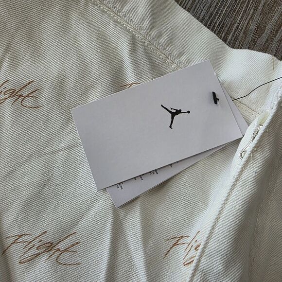 Nike Air Jordan MVP Flight Denim Jean Shorts White Beige Women's Large L AOP New - Picture 6 of 14